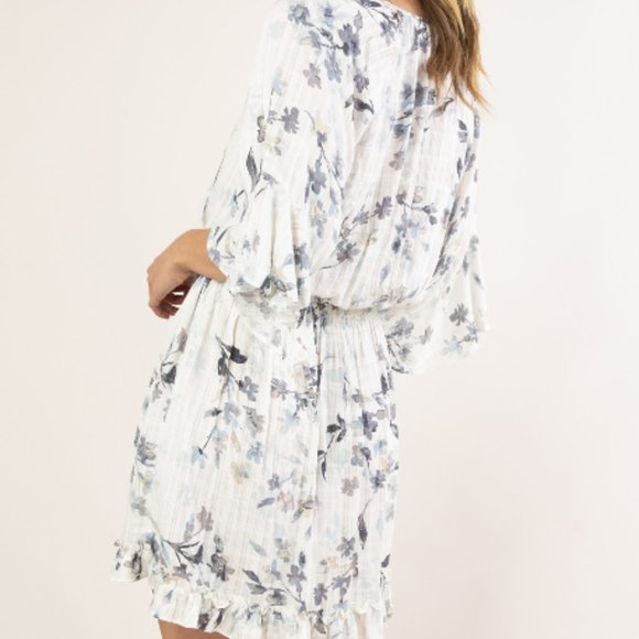 Love Stitch Elbow Sleeve Smocked Waist Dress - Picture 3 of 4